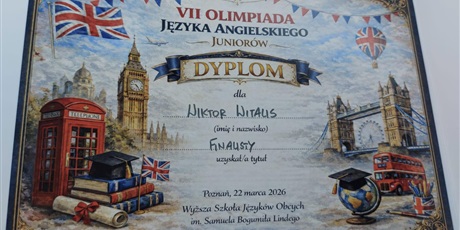 Wiktor finalistą VII Ogólnopolskiej Olimpiady Języka Angielskiego Juniorów