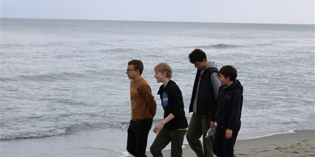 Powiększ grafikę: Grupa uczniów na plaży
